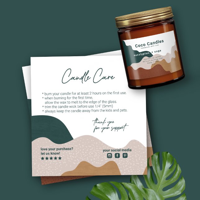 Modern Abstract Boho Candle Care Card (Creator Uploaded)