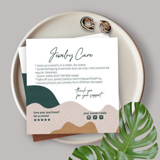 Modern Abstract Boho Jewellery Care Card (Creator Uploaded)