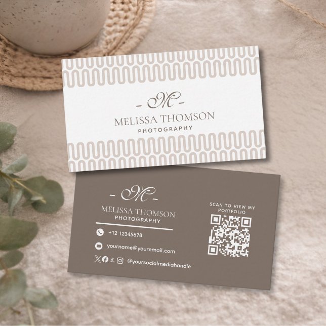 Modern Abstract Boho Neutral Beige Professional  Business Card (Creator Uploaded)