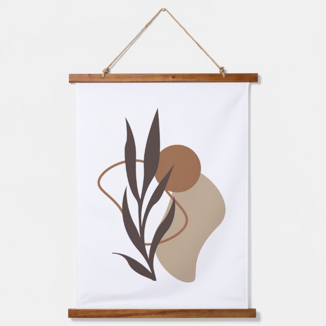 Modern Abstract Boho Plant Shapes Art Hanging Tapestry (Front)