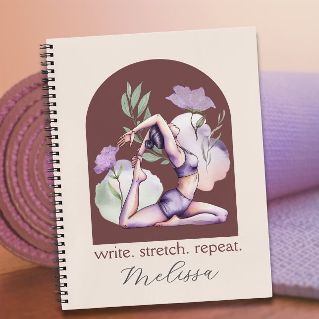 Modern Abstract Boho Purple Yoga Pose  Notebook (Creator Uploaded)