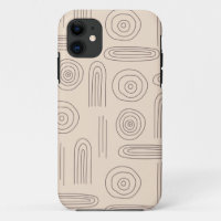 Modern abstract boho rainbow line art dark brown