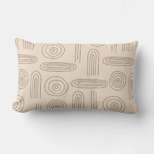 Modern abstract boho rainbow line art dark brown lumbar cushion