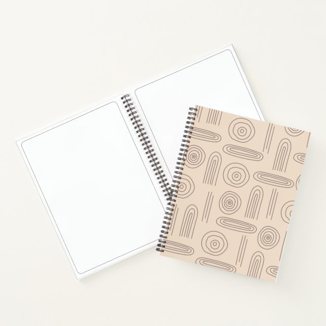 Modern abstract boho rainbow line art dark brown notebook (Inside)