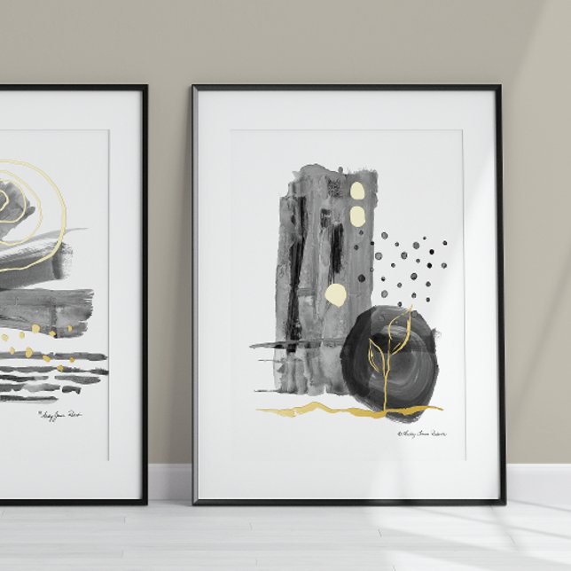 Modern Abstract Boho Style Black White Watercolor Foil Prints (Creator Uploaded)