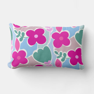 Modern Abstract Bold Floral Pattern, Vibrant Botan Lumbar Cushion