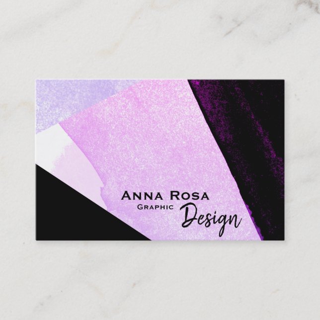 *~* Modern Abstract Bold Geometric Black Blue Pink Business Card (Front)