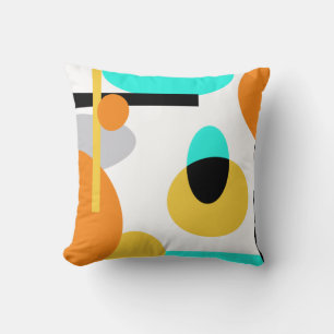 modern abstract bold geometric orange and aqua cushion