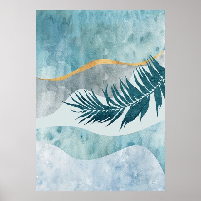 Modern Abstract Botanical Leaf Wall Art Poster (Front)