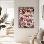 Modern Abstract Botanical Patchwork  Faux Canvas Print<br><div class="desc">"Resilient Decay: Botanical Patchwork" is a compelling abstract painting that beckons viewers to explore the beauty that emerges from the intersection of decay and renewal. Through a captivating interplay of triangular forms,  this artwork weaves a visual narrative that celebrates the intricate dance of life's ebb and flow.</div>