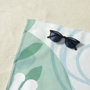 Modern Abstract Botanical Seaside Daisy Beach Towel