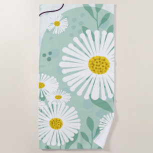 Modern Abstract Botanical Seaside Daisy Beach Towel