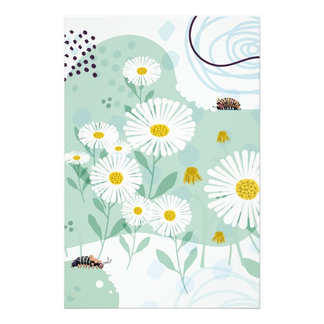 Modern Abstract Botanical Seaside Daisy Photo Print (Front)