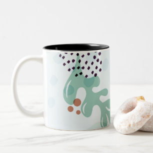 Modern Abstract Botanical Yellow Billy Button Two-Tone Coffee Mug