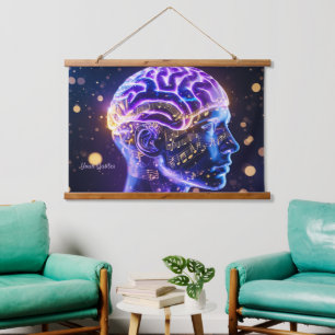 Modern Abstract Brain Art with Musical Notes Hanging Tapestry