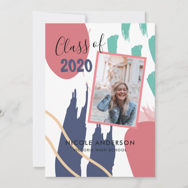 Modern Abstract Brush Stroke Graduation Invitation (Front)