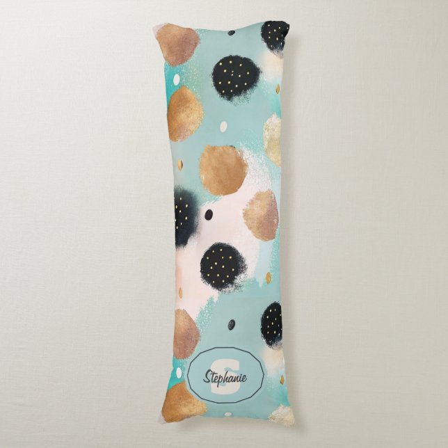 Modern Abstract Brushstroke & Polka Dot Pattern Body Cushion (Front Vertical)