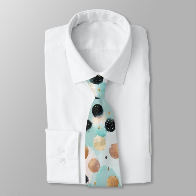 Modern Abstract Brushstroke & Polka Dot Pattern Tie (Tied)
