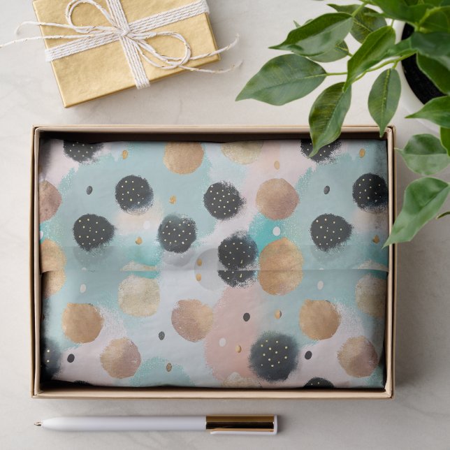Modern Abstract Brushstroke & Polka Dot Pattern Tissue Paper (Gift)
