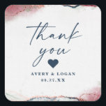 Modern Abstract Burgundy & Navy Wedding Thank You Square Sticker<br><div class="desc">Modern Abstract Ethereal Watercolor Burgundy & Navy Blue Wedding Thank You Stickers. This modern design is beautify hand-painted with rich colours that are perfect for Winter. Shown in the Burgundy Wedding Colour Palette colorway of: Dark Navy Blue, Burgundy, Blushing Pale Pink, Fern Green, and Linen Beige Cream. With faux Metallic...</div>