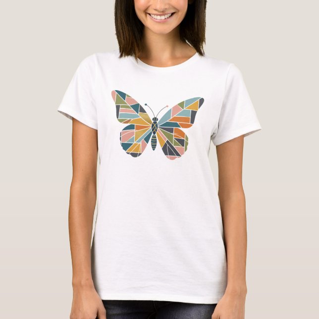 Modern Abstract Butterfly - Clean Patchwork Design T-Shirt (Front)