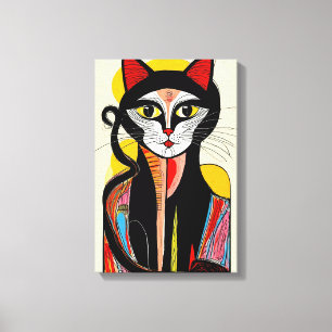 Modern Abstract Cat Art for Stylish Spaces Canvas Print