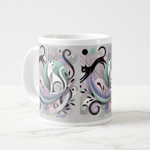 Modern Abstract Cat Art – Stylish Mug for Cat Love