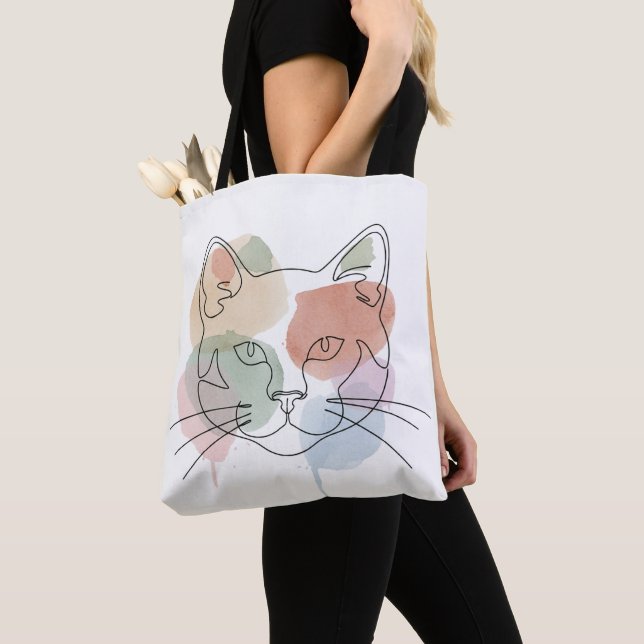Modern Abstract Cat Face Tote Bag (Close Up)