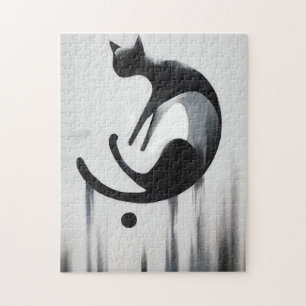 Modern Abstract Cat – Minimalist Design Art Jigsaw Puzzle