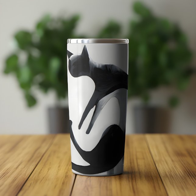 Modern Abstract Cat – Minimalist Design Art Thermal Tumbler (Creator Uploaded)