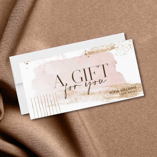 Modern Abstract Certificate Gift Card (abstract gold and blush pink shapes)