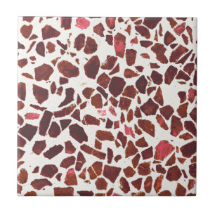 Modern Abstract Cherry Red Marble Stone Terrazzo Ceramic Tile