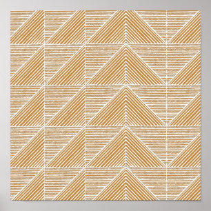 Modern Abstract Chevron Lines in Mustard Yellow Poster
