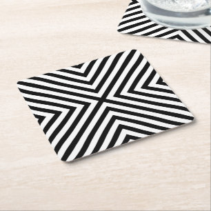 Modern Abstract Chevron Pattern Square Paper Coaster