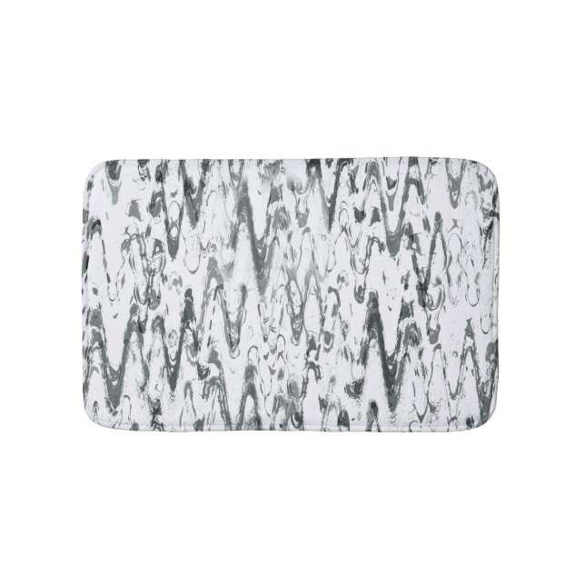 Modern Abstract Chevrons Monochromatic Bath Mat (Front)