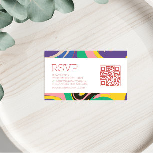 Modern Abstract Chic QR Code RSVP  Enclosure Card