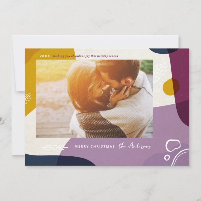 Modern Abstract Christmas Photo Holiday Card (Front)