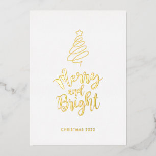 Modern Abstract Christmas Tree Add Your Photo Foil Holiday Card