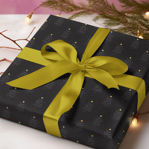 Modern Abstract Christmas Tree Black Holiday Gift Wrapping Paper