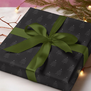 Modern Abstract Christmas Tree Black Holiday Gift Wrapping Paper