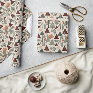 Modern Abstract Christmas Trees Holiday Wrapping Paper
