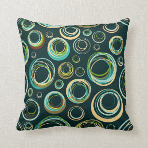 Modern Abstract Circle In Black Green And Blue Cushion