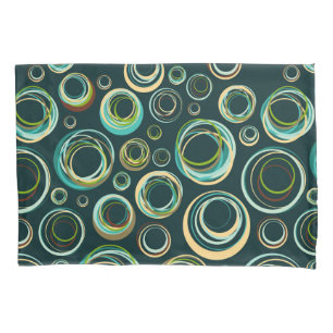 Modern Abstract Circle In Black Green And Blue Pillowcase