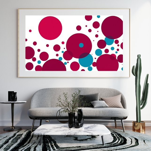 Modern Abstract Circle Pattern Red Blue Geometric  Photo Print (Creator Uploaded)