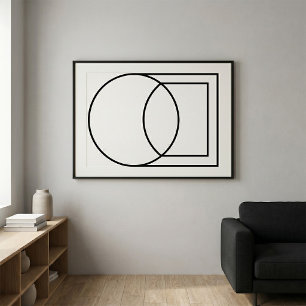 Modern Abstract Circle Square Art  Poster