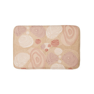 Modern Abstract Circles Mauve and Beige Bath Mat