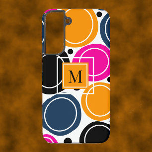 Modern Abstract Circles Monogram Pink Teal Samsung Galaxy Case