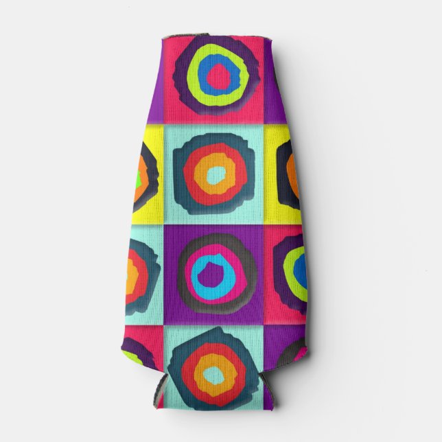 Modern Abstract Circles Pattern Bottle Cooler (Front)