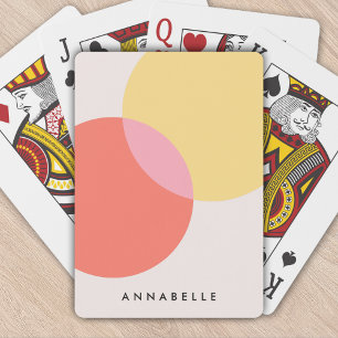 Modern Abstract Circles Red Yellow Pink Minimalist Playing Cards