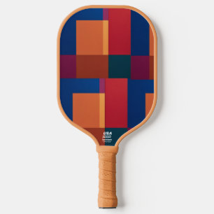 Modern Abstract Color-Block Squares Pickleball Paddle